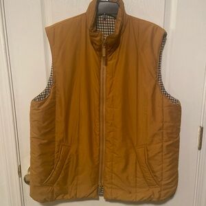 Barbour Mustard Yellow Quilted Vest with plaid interior